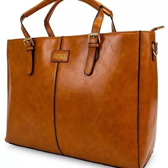 Badgley Mischa Tote Weekender Rustic vegan leather crossbody travel bag luggage - Picture 5 of 14